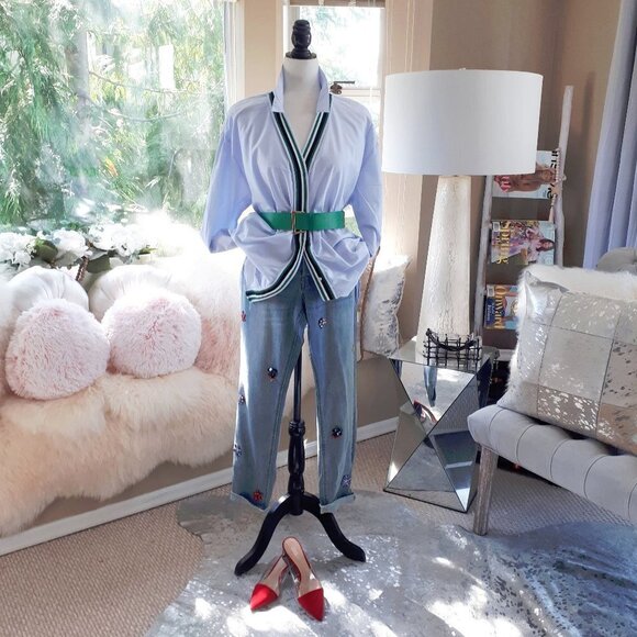 NWT For the Republic floral applique embellished slim ankle jeans, 25 - Picture 2 of 11